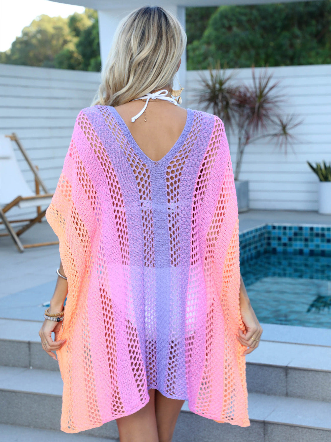 Contrast V-Neck Cover-Up