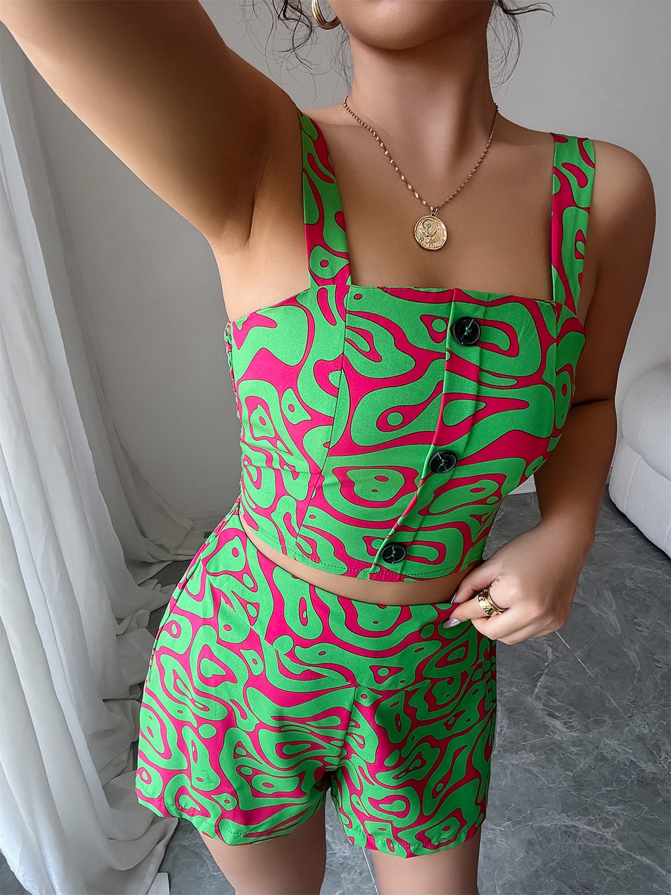 Women's Printed Camisole and Shorts Set