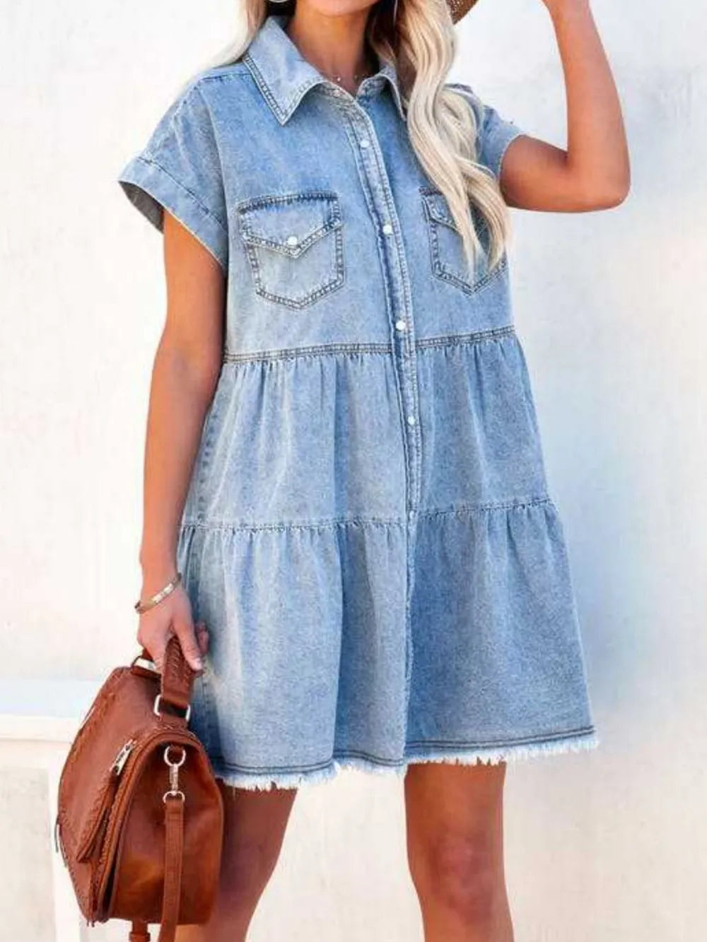 Short Sleeve Denim Dress