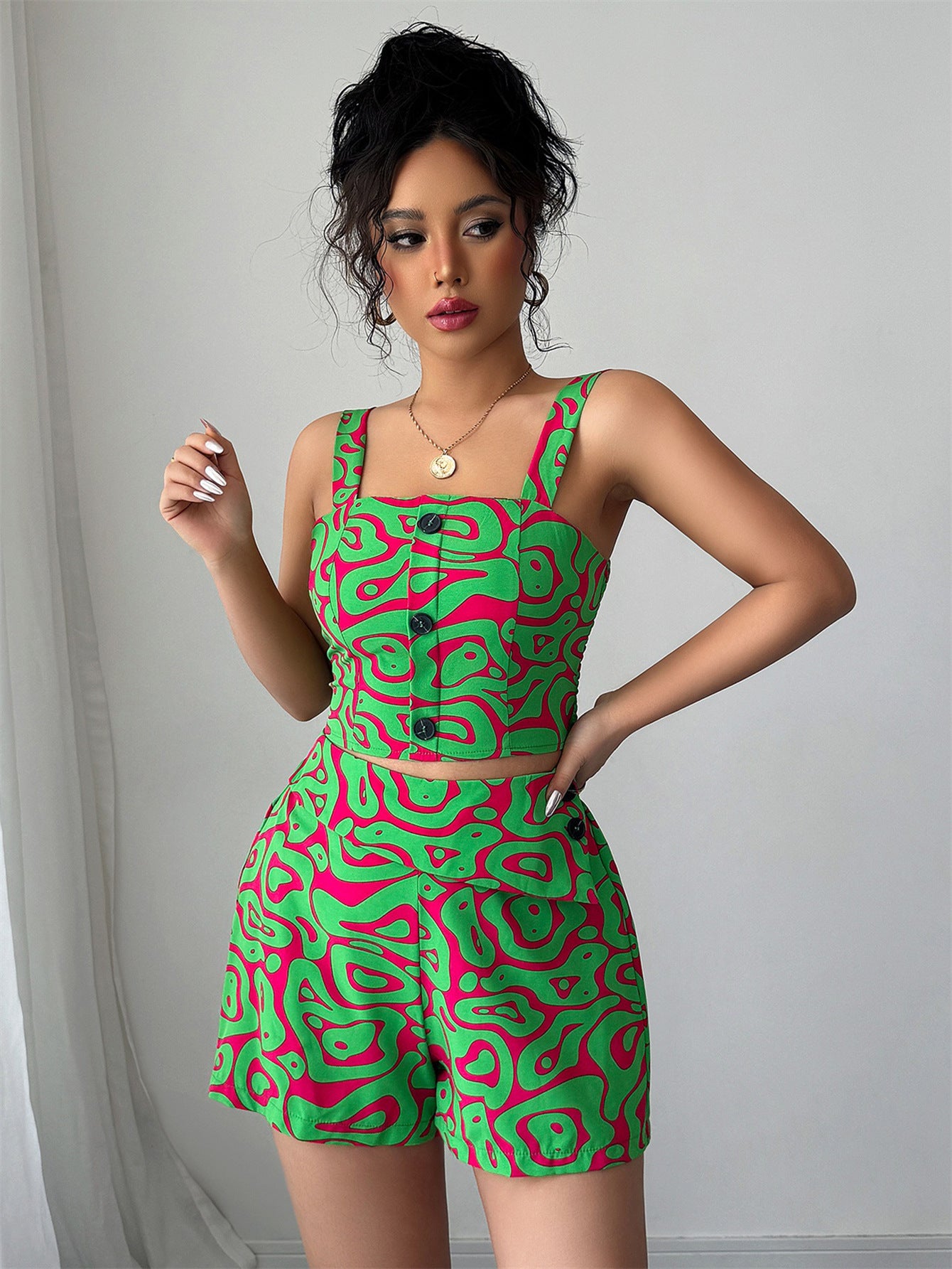 Women's Printed Camisole and Shorts Set